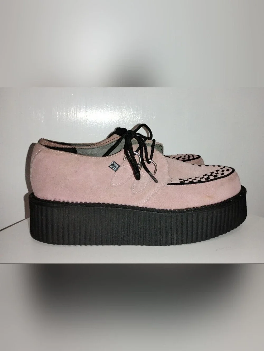PINK SUEDE TUK PLATFORM CREEPERS